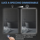 Specchio da Bagno 90x60 cm con Cornice a LED Argento