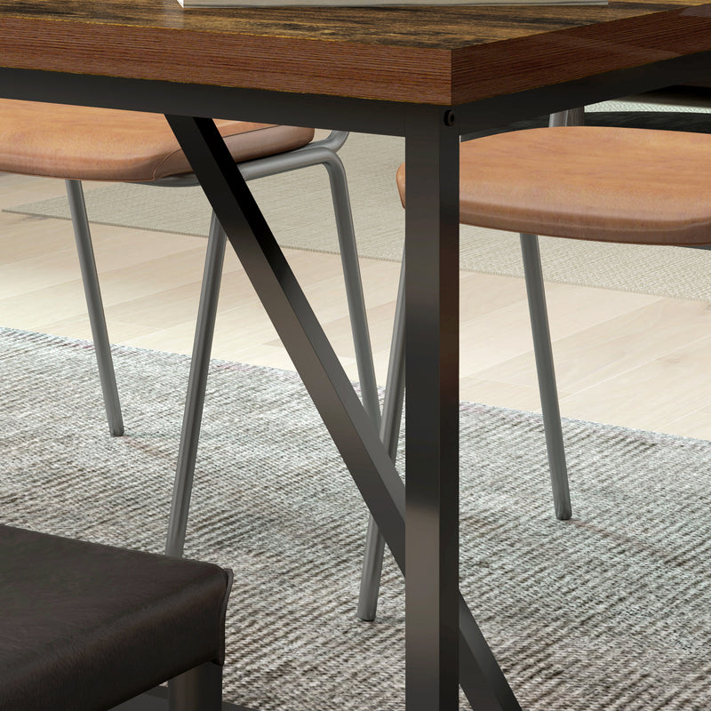 Tavolo da Pranzo Stile Industriale per 6 Persone 150x80x75 cm in Legno e Acciaio 