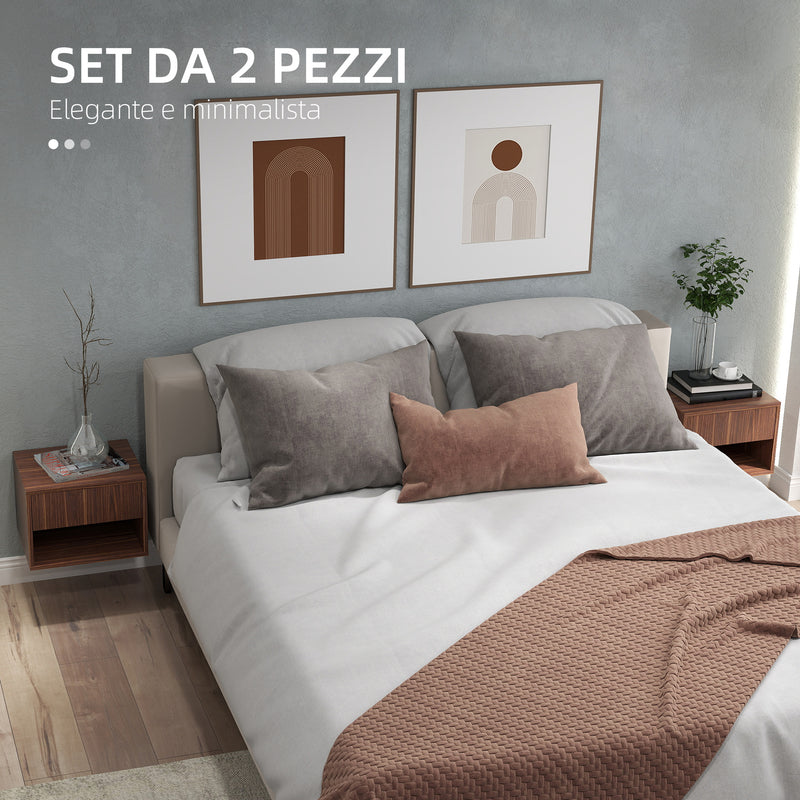 Set 2 Comodini con Cassetto e Ripiano a Giorno 40x34x29 cm in Legno Marrone  