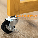 Carrello da Cucina 82,5x75,5x83,5 cm con Tavolino Pieghevole e 2 Sgabelli in Legno di Bambù Marrone