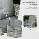 Set Salotto da Giardino Divano + 2 Poltrone + Tavolino  in Rattan PE Grigio