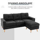 Divano 3 Posti ad Angolo 193x136x85 cm con Penisola Reversibile in Tessuto Effetto Lino Nero  