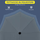 Ombrellone Semicircolare 200x190x240 cm con Tettuccio Anti UV Grigio   