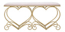 Panca Heart Rosa 105x37,5x51,5 cm in Ferro e MDF e Spugna e Poliestere Oro e Rosa