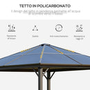 Gazebo da Giardino 2,94x2,94m in Alluminio Caffè