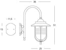 Lampada Applique Grande in Basso Color Ruggine da Esterno Linea Porto Sovil