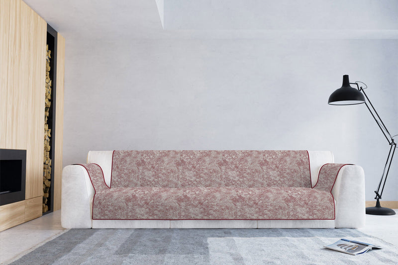 Copridivano con Copri Braccioli in Poliestere e Cotone Bordeaux Varie Misure