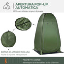 Tenda da Doccia Pop Up Impermeabile 126x124x189 cm con Porta a Cerniera Verde Scuro   