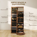 Specchio Portagioie 3 in 1 Girevole a 360° e Autoportante 55x55x161 cm in MDF Marrone Rustico  