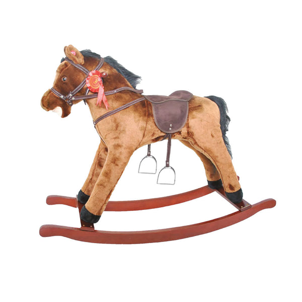 sconto Genfer Schaukelpferd aus Plüsch und Holz mit Geräuschen für Kinder