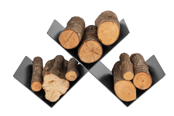 acquista Porta Legna a Leggio 78x35x40 cm in Ferro Verniciato Grigio Martellato