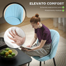 Set 2 Sedie da Pranzo Imbottite 52x55x79 cm con Schienale a Conchiglia in Velluto Azzurro      