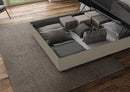 Letto Matrimoniale con Testata Imbottito in Similpelle Langre Cappuccino Varie Misure