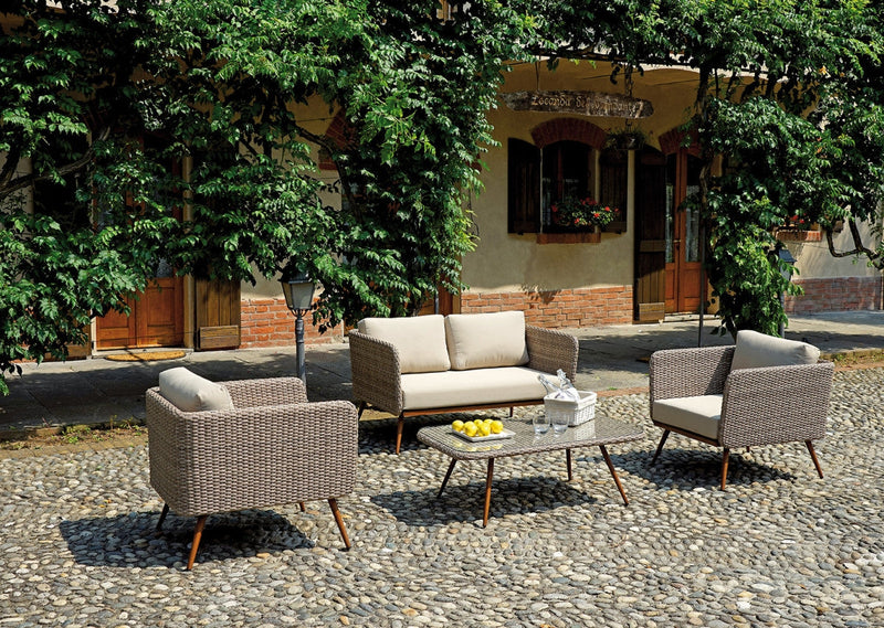 Set da Giardino in Wicker e Alluminio Vorghini Salamanca Beige