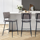 Set 2 Sgabelli da Cucina Bar Ristorante in Tessuto Grigio Struttura Metallo Nero