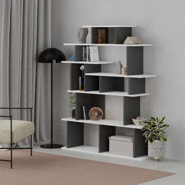 Libreria design 120x29,2x149 cm Apollon bianco antracite acquista