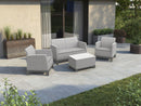 Set Salotto da Giardino 4 Pezzi Divano Poltrone e Tavolino Contenitore Keter Scandi Forma Effetto Juta Grigio Chiaro 