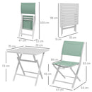 Set Tavolino e 2 Sedie Pieghevoli da Giardino in Alluminio Verde