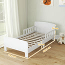 Letto Singolo per Bambini 3-8 anni 143,5x74,2x54 cm con Sponda Anticaduta e Rete a Doghe in MDF Bianco      