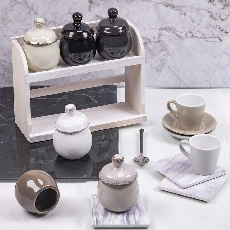 Set 4 Sottobicchieri 10x10x1 cm  in Ceramica VdE Tivoli 1996 Shades of Stones