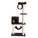 Albero Tiragraffi con Rivestimento in Pelle Marrone scuro 58x40x140 cm 