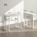 Scrivania Pieghevole Salvaspazio a Ribalta 80x50-21x75 cm con Scaffale e Ruote in MDF Bianco   