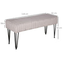 Panca Imbottita 2 Posti 118x42x56 cm in Tessuto e Metallo  Grigia
