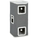 Torre per Gatti con 3 Casette Palline e Posatoio 41x41x100 cm in Legno Tessuto e Peluche Grigio e Bianco      