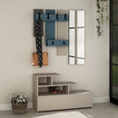 Mobile ingresso Vesty tortora turchese con scarpiera e specchio