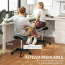 Sgabello Girevole a Sella 48x47x45-57A cm Rivestimento in Finta Pelle Grigio   