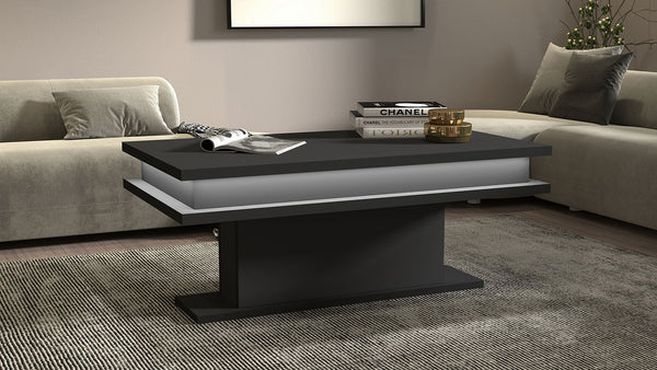sconto Tavolino Soggiorno 100x55x42 cm Little Big con LED Grigio Antracite Opaco