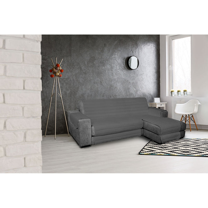 Copridivano Trapuntato in Microfibra con Penisola Destra Fumo