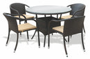 Set Tavolo + 4 Sedie da Giardino in Polyrattan Soriani Milo Marrone