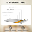 Specchio da Parete Rettangolare 40x60 cm con Ganci in Vetro e MDF Color Legno      