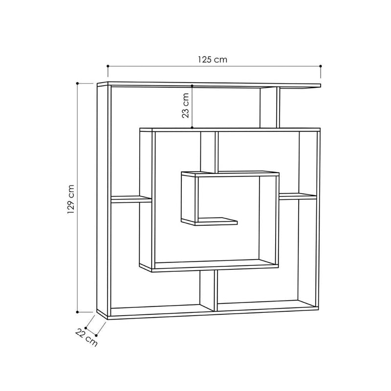 Libreria Moderna 129x125x22 cm in MDF Labirent Light Mocha