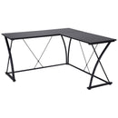 Scrivania da Ufficio ad Angolo in Metallo e MDF 142x142x76 cm  Nera