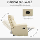 Poltrona Relax Classica in Similpelle Schienale Reclinabile e Poggiapiedi Crema 