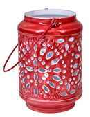 Lanterna da Giardino Ø13,5x21 cm in Metallo Smaltato Rosso
