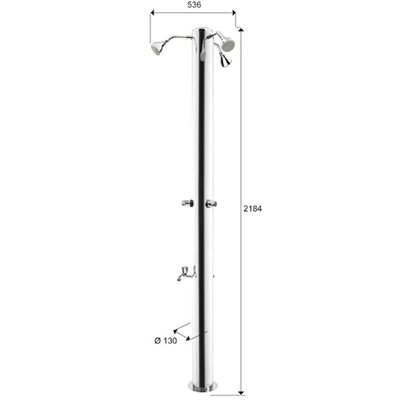 Doccia da Giardino Tripla 3 Rubinetti e Lavapiedi ATI Docce MUL-3R Inox Anodizzato