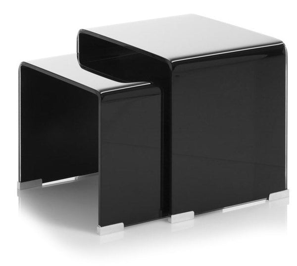 sconto Set mit 2 Couchtischen 41 x 30 x 37 cm aus schwarzem Glas
