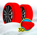 Calze da Neve per Auto Omologate EN 16662-1 in Tessuto 3D Rosso Varie Misure