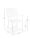 Set 4 Sedie da Giardino 65x60x92h cm con Braccioli Ivrea Bianco
