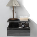 Set 2 Comodini Sospesi con Cassetto e Mensola 35x32x22,5 cm Nero Lucido   