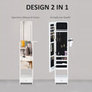 Armadio Portagioie a Specchio con Luci LED 37x30x158 cm in MDF  Bianco