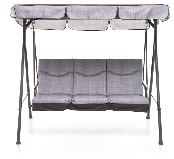 sconto Dondolo 3 Posti da Giardino 184x120x160 cm in Ferro e Poliestere Madagascar Antracite e Grigio