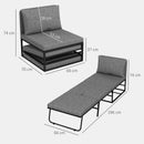 Poltrona Letto Singolo con Cuscino 66x70x74 cm in Tessuto Effetto Lino e Metallo Grigio   