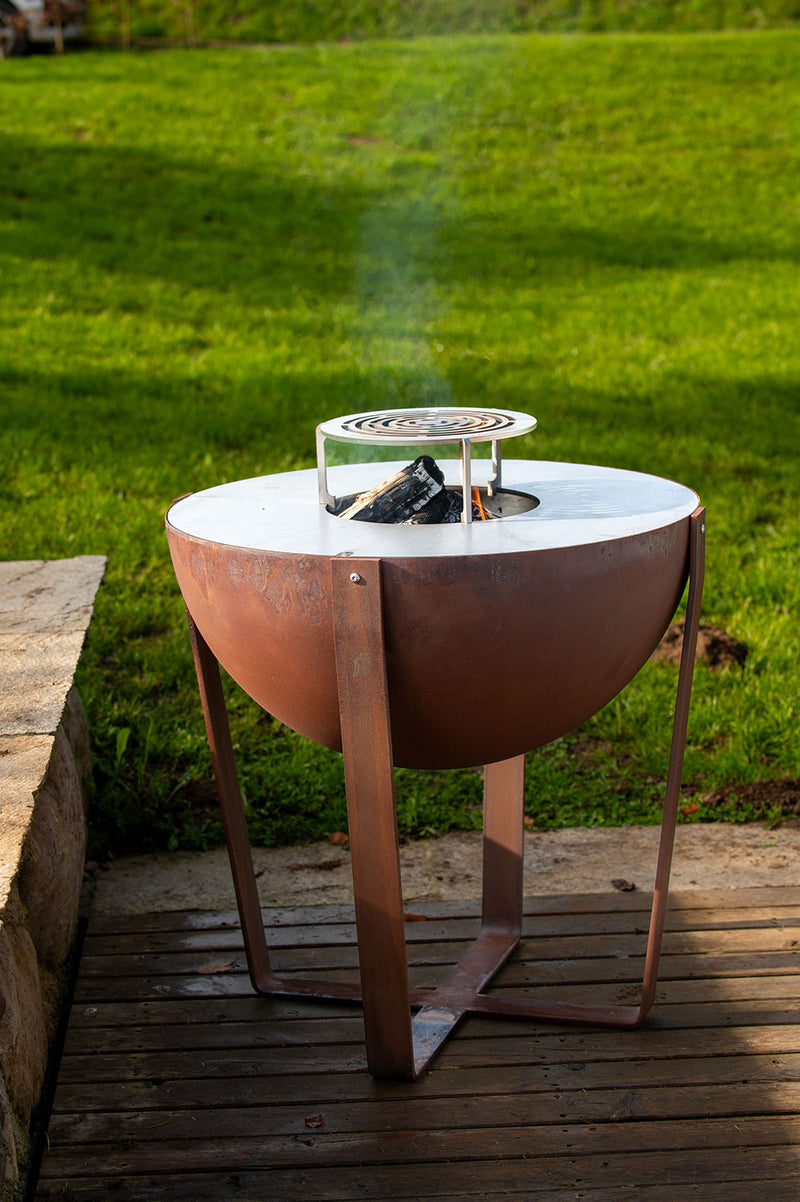 Barbecue a Legna Ø80x80 cm Iris in Acciaio Nero Alta Temperatura