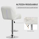 Sgabello da Bar Girevole 47x49x90-111 cm in Similpelle Bianco