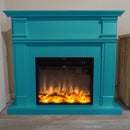 Camino Elettrico da Pavimento 114x102,3x28,2 cm Effetto Fiamma 1500W Sined Caldera Turchese