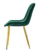 Set 2 Sedie Imbottite 51x59x79 cm in Poliestere Paris Verde e Oro
